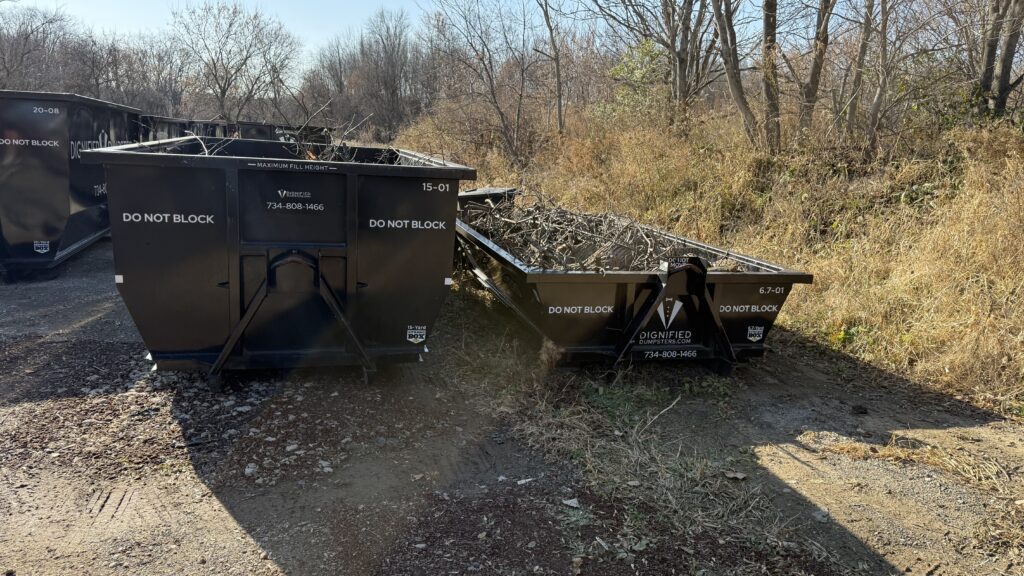 yard cleanup using 15 yard dumpster rental